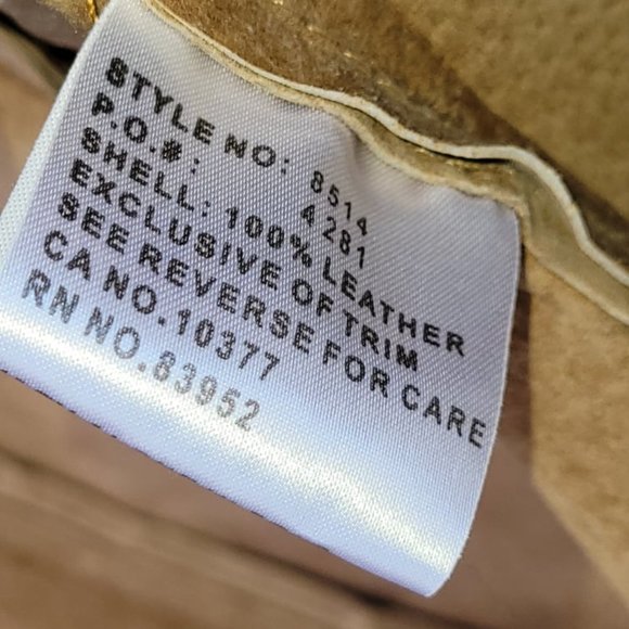 Margaret Godfrey Leather Suede Jacket  Size 4P Beige Leather Ruffle Snap Up Coat - Picture 6 of 7